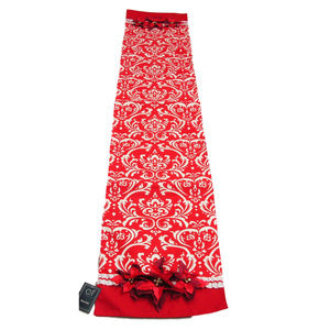 NWT Red Poinsettia Holiday Damask Table Runner